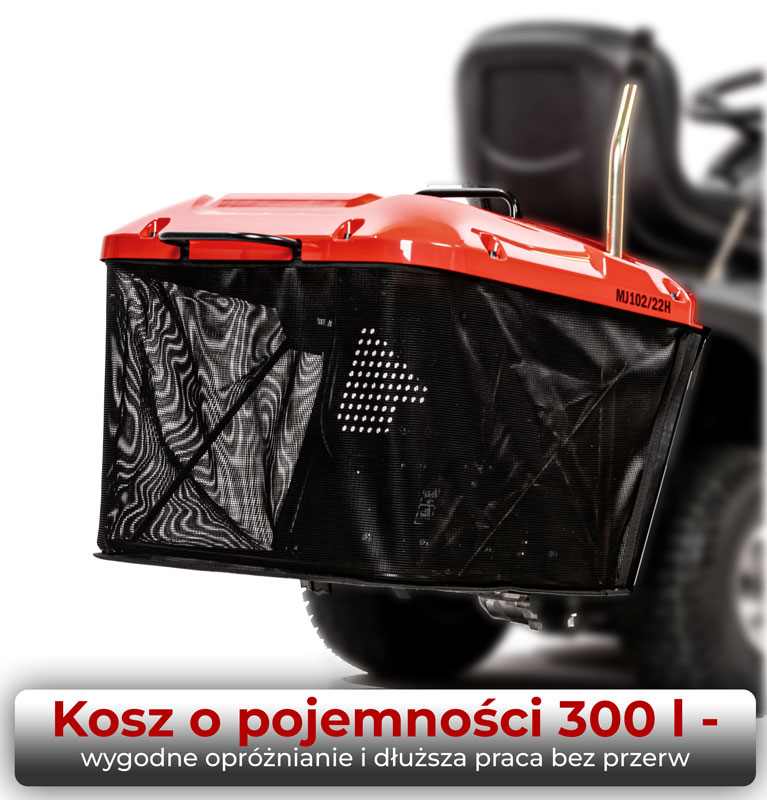 Kosz o pojemności 300 l w traktorku CedrusChallenge MJ 102/22H